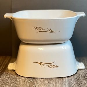 Vintage Corning Ware Golden Wheat Pattern 1 1/2 Quart And 1 3/4 Quart